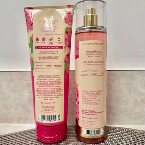 NWT BBW StrawberryPound Cake Set of 2 bath and body works - Picture 2 of 2